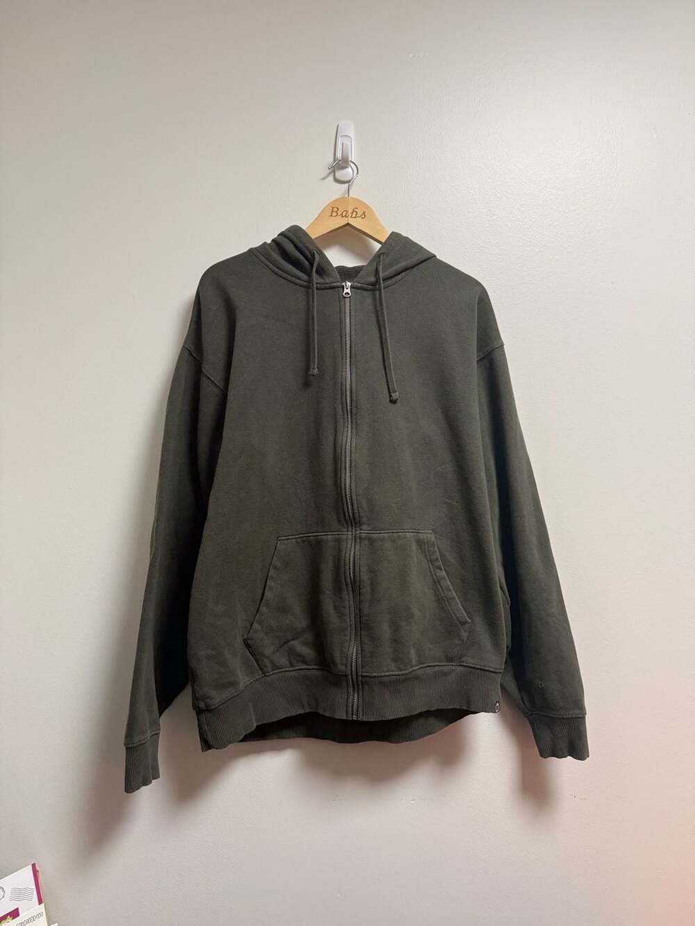Eddie Bauer Full Zip Hoodie Size TL Olive Green Sweatshirt